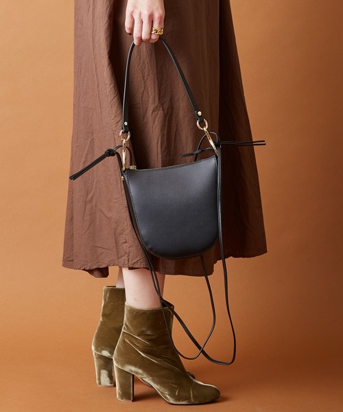 HASHIBAMI（ハシバミ）の「【HASHIBAMI】カラバッシュ 2WAY ショルダーバッグ（ショルダーバッグ・レディース・ブラック/シルバー/グレイッシュベージュ・FREE）」の10枚目の写真