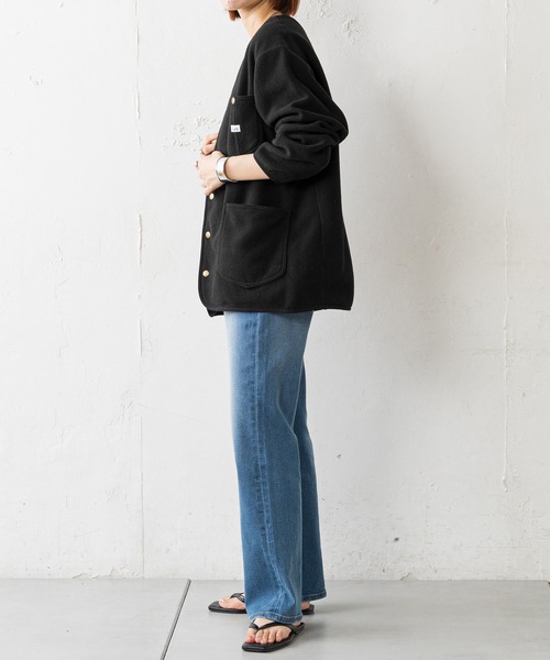 Lee(リー)の「【Lee×CIAOPANIC TYPY】ノーカラーフリースジャケット(ノーカラージャケット・レディース・ブラック/ベージュ/ブラウン・SMALL)」の4枚目の写真