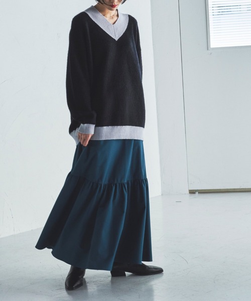 lautreamont BLEUBLANC（ロートレアモンブルーブラン）の「<lautreamont BLEUBLANC>モードティアードスカート≪洗濯機で洗える≫（スカート・レディース・ブラック/ブラウン/グリーン・11号/9号）」の3枚目の写真