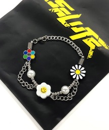 『SALUTE/サルーテ』 FLOWER ANARCHY PEARL CHARMS BRACELET by SALUTE/フラワー アナーキー パール スマイル チャーム ブレスレット