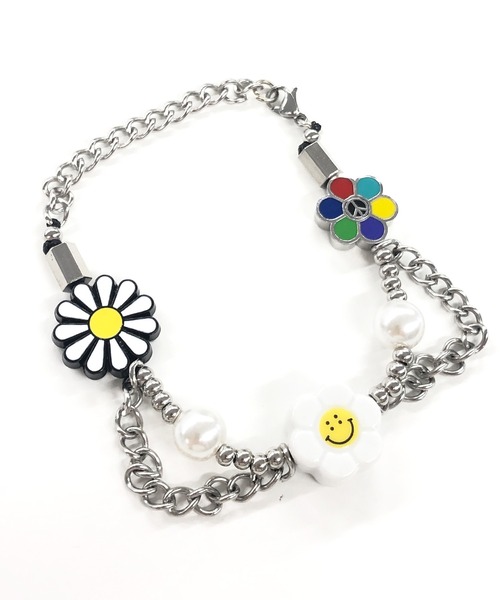 SAD REBORN DOLLS（サッドリボーンドルズ）の「『SALUTE/サルーテ』 FLOWER ANARCHY PEARL CHARMS BRACELET by SALUTE/フラワー アナーキー パール スマイル チャーム ブレスレット（ブレスレット・メンズ・シルバー・FREE）」の6枚目の写真