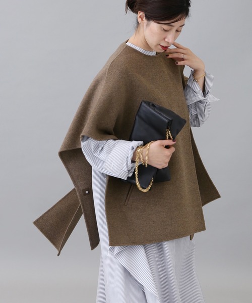 VERMEIL par iena（ヴェルメイユパーイエナ）の「SUPER160sダブルフェイスショートマントコート◆（その他アウター・レディース・ブラウン/カーキ/ネイビー・36/38）」の16枚目の写真