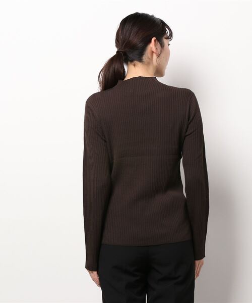 m.f.editorial(エムエフエディトリアル)の「エムエフエディトリアルレディース/m.f.editorial:Women リブ編み ハイネック ニットプルオーバー(ニット/セーター・レディース・ダークウッド/ブラック/ライトグレー・MEDIUM/LARGE)」の4枚目の写真