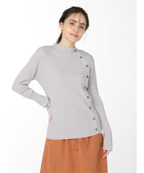 m.f.editorial(エムエフエディトリアル)の「エムエフエディトリアルレディース/m.f.editorial:Women リブ編み ハイネック ニットプルオーバー(ニット/セーター・レディース・ダークウッド/ブラック/ライトグレー・MEDIUM/LARGE)」の1枚目の写真