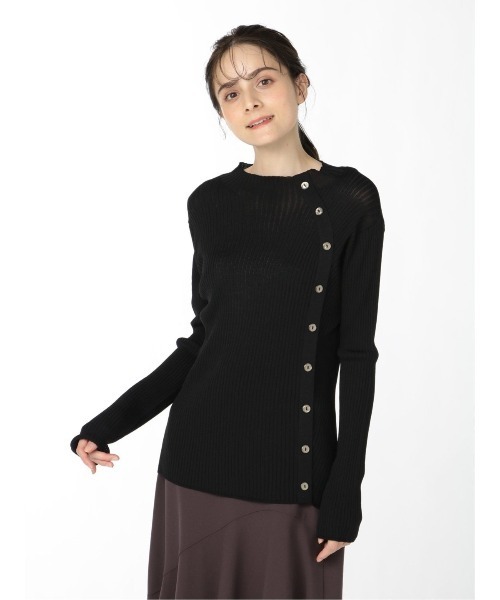 m.f.editorial(エムエフエディトリアル)の「エムエフエディトリアルレディース/m.f.editorial:Women リブ編み ハイネック ニットプルオーバー(ニット/セーター・レディース・ダークウッド/ブラック/ライトグレー・MEDIUM/LARGE)」の2枚目の写真