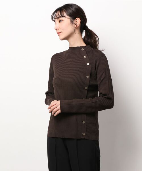 m.f.editorial(エムエフエディトリアル)の「エムエフエディトリアルレディース/m.f.editorial:Women リブ編み ハイネック ニットプルオーバー(ニット/セーター・レディース・ダークウッド/ブラック/ライトグレー・MEDIUM/LARGE)」の6枚目の写真