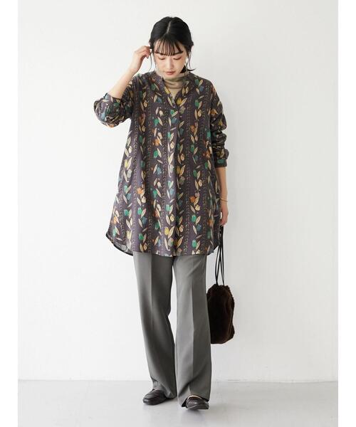 CRAFT STANDARD BOUTIQUE（クラフトスタンダードブティック）の「カラーストレートパンツ　＊（スラックス・レディース・チャコールグレー/ブラック/パープル/レッド/ブルー/グリーン/ライトグリーン/マスタード・M/L）」の18枚目の写真