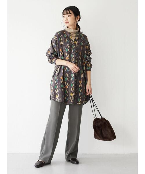 CRAFT STANDARD BOUTIQUE（クラフトスタンダードブティック）の「カラーストレートパンツ　＊（スラックス・レディース・チャコールグレー/ブラック/パープル/レッド/ブルー/グリーン/ライトグリーン/マスタード・M/L）」の19枚目の写真