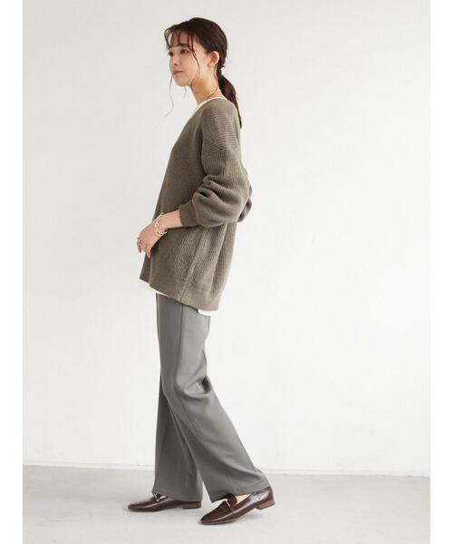 CRAFT STANDARD BOUTIQUE（クラフトスタンダードブティック）の「カラーストレートパンツ　＊（スラックス・レディース・チャコールグレー/ブラック/パープル/レッド/ブルー/グリーン/ライトグリーン/マスタード・M/L）」の21枚目の写真