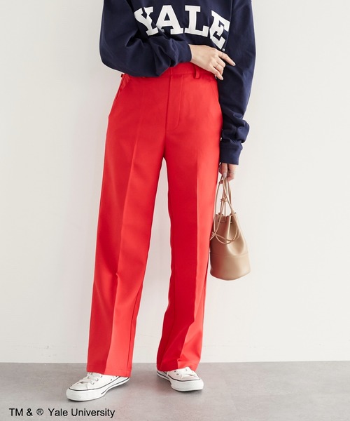 CRAFT STANDARD BOUTIQUE（クラフトスタンダードブティック）の「カラーストレートパンツ　＊（スラックス・レディース・チャコールグレー/ブラック/パープル/レッド/ブルー/グリーン/ライトグリーン/マスタード・M/L）」の8枚目の写真