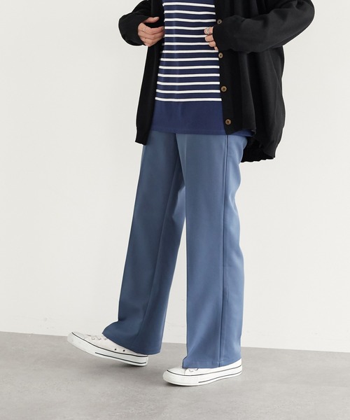 CRAFT STANDARD BOUTIQUE（クラフトスタンダードブティック）の「カラーストレートパンツ　＊（スラックス・レディース・チャコールグレー/ブラック/パープル/レッド/ブルー/グリーン/ライトグリーン/マスタード・M/L）」の5枚目の写真