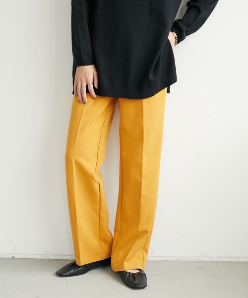 CRAFT STANDARD BOUTIQUE（クラフトスタンダードブティック）の「カラーストレートパンツ　＊（スラックス・レディース・チャコールグレー/ブラック/パープル/レッド/ブルー/グリーン/ライトグリーン/マスタード・M/L）」の7枚目の写真