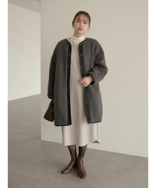 earth music&ecology（アースミュージックアンドエコロジー）の「キーネックカットワンピース ＊（ワンピース・レディース・ブラック/ブルー/グレイッシュベージュ・FREE）」の10枚目の写真