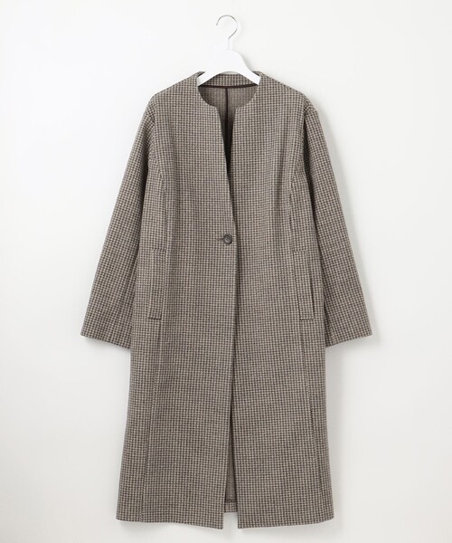 J.PRESS Ladies(J.プレス レディス)の「【洗える】WOOLLET ノーカラー 千鳥柄 ロングコート(ノーカラーコート・レディース・ブラウン系3/ライトグレー系3・SMALL)」の8枚目の写真