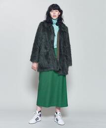 6 ROKU　ロク フェイクファーコート　グリーン　緑　ミドル　36 S 6（ロク）の「＜6(ROKU)＞FAKE FUR COAT/コート（その他アウター