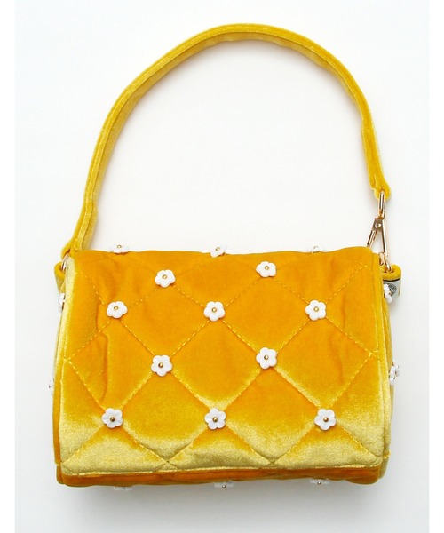Little sunny bite(リトルサニーバイト)の「《Little Sunny Bite》Mini velours flower bag(ハンドバッグ・レディース・ブラック/イエロー/グリーン・FREE)」の3枚目の写真