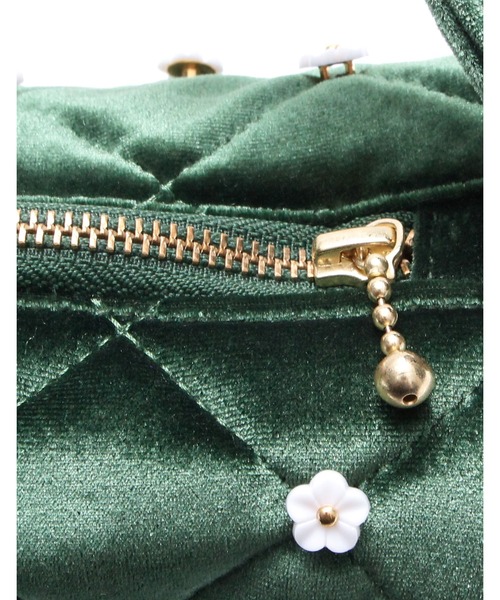 Little sunny bite(リトルサニーバイト)の「《Little Sunny Bite》Mini velours flower bag(ハンドバッグ・レディース・ブラック/イエロー/グリーン・FREE)」の17枚目の写真