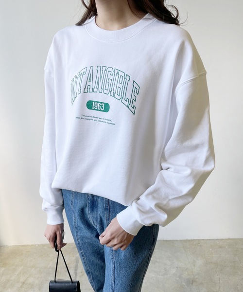 LIAN(リアン)の「INTANGIBLEカレッジロゴスウェット(スウェット・レディース・ネイビー/オフホワイト/ダークグリーン/グリーン/ブラック/レッド・FREE)」の8枚目の写真