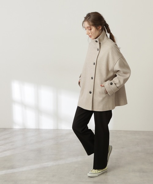 N.（N. Natural Beauty Basic）（エヌエヌナチュラルビューティーベーシック）の「◆テックウールスタンドネックショートコート（その他アウター・レディース・ブラック/ベージュ/モカ・MEDIUM）」の7枚目の写真