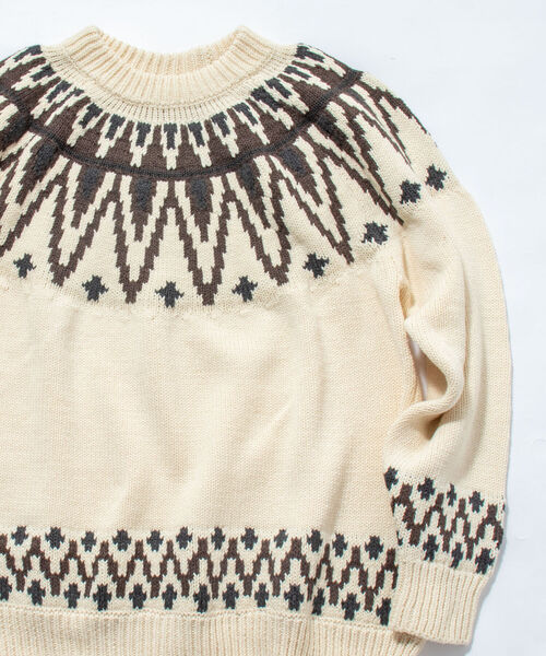 NOLLEY'S goodman(ノーリーズグッドマン)の「【WORK ABOUT/ワークアバウト】NORGE KNIT 求心ニット ノルディック(ニット/セーター・メンズ・ホワイト系その他6/パープル系その他5/ブラック系その他5・LARGE/MEDIUM)」の2枚目の写真