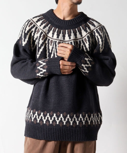 NOLLEY'S goodman(ノーリーズグッドマン)の「【WORK ABOUT/ワークアバウト】NORGE KNIT 求心ニット ノルディック(ニット/セーター・メンズ・ホワイト系その他6/パープル系その他5/ブラック系その他5・LARGE/MEDIUM)」の7枚目の写真