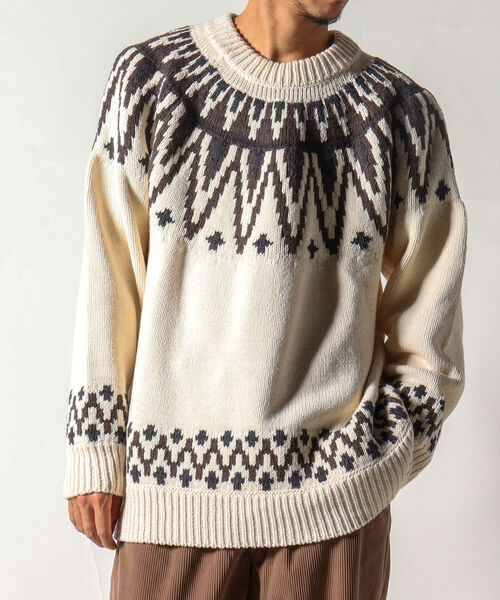 NOLLEY'S goodman(ノーリーズグッドマン)の「【WORK ABOUT/ワークアバウト】NORGE KNIT 求心ニット ノルディック(ニット/セーター・メンズ・ホワイト系その他6/パープル系その他5/ブラック系その他5・LARGE/MEDIUM)」の14枚目の写真