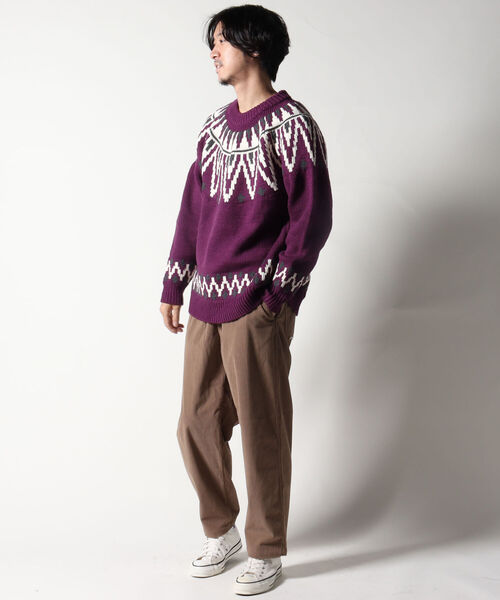 NOLLEY'S goodman(ノーリーズグッドマン)の「【WORK ABOUT/ワークアバウト】NORGE KNIT 求心ニット ノルディック(ニット/セーター・メンズ・ホワイト系その他6/パープル系その他5/ブラック系その他5・LARGE/MEDIUM)」の9枚目の写真