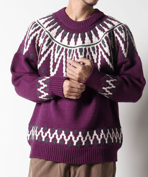 NOLLEY'S goodman(ノーリーズグッドマン)の「【WORK ABOUT/ワークアバウト】NORGE KNIT 求心ニット ノルディック(ニット/セーター・メンズ・ホワイト系その他6/パープル系その他5/ブラック系その他5・LARGE/MEDIUM)」の11枚目の写真