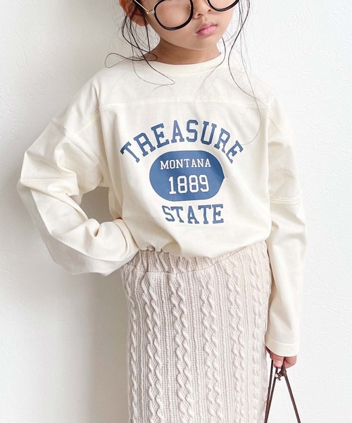 CIAOPANIC TYPY(チャオパニックティピー)の「【KIDS】ベースボールカレッジTEE(Tシャツ/カットソー・キッズ・ネイビー/レッド/グリーン/アイボリー・SMALL/MEDIUM/LARGE/X-LARGE/XX-LARGE)」の1枚目の写真