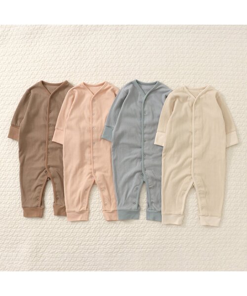 Ampersand（アンパサンド）の「premier リブカバーオール（ロンパース・キッズ・サックスブルー/ブラウン/ピンク/アイボリー・60/70/80）」の6枚目の写真
