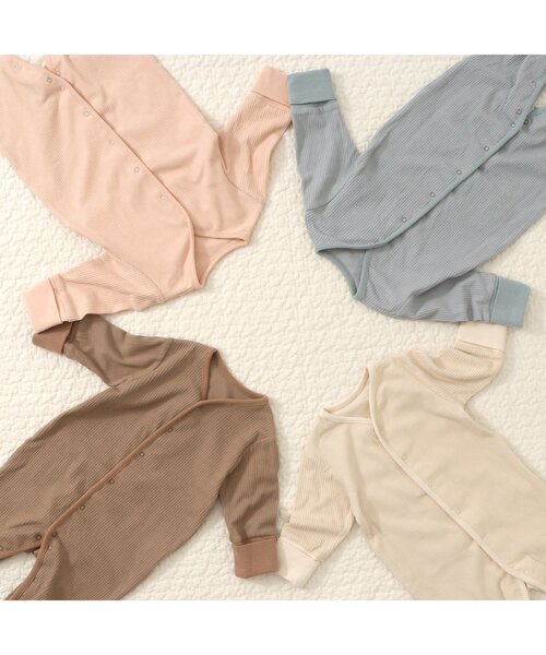 Ampersand（アンパサンド）の「premier リブカバーオール（ロンパース・キッズ・サックスブルー/ブラウン/ピンク/アイボリー・60/70/80）」の7枚目の写真