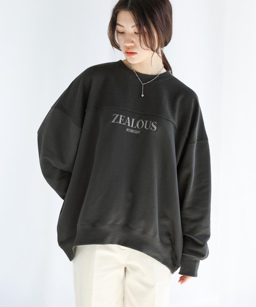 select MOCA(セレクトモカ)の「切り替えロゴデザインスウェットプルオーバー(スウェット・レディース・ライトグレー/ブラック/カーキ・FREE)」の16枚目の写真