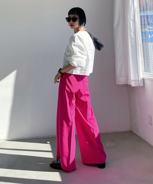 PAGEBOY（ページボーイ）の「ワイドダッドスラックス（スラックス・レディース・ブラック/ピンク/ブルー/ベージュ系その他/グリーン/アクア・S/M/L/XS）」の13枚目の写真