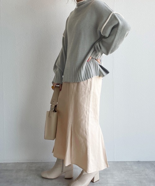 w closet(ダブルクローゼット)の「マーメイドスカート(スカート・レディース・オートミール/ブラウン/ブラック・FREE)」の4枚目の写真