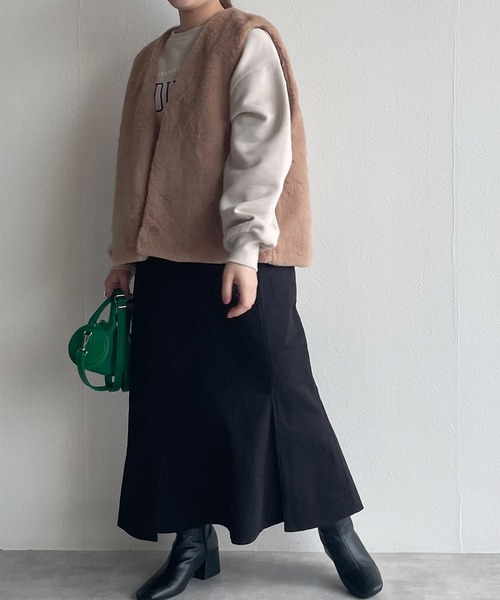 w closet(ダブルクローゼット)の「マーメイドスカート(スカート・レディース・オートミール/ブラウン/ブラック・FREE)」の7枚目の写真