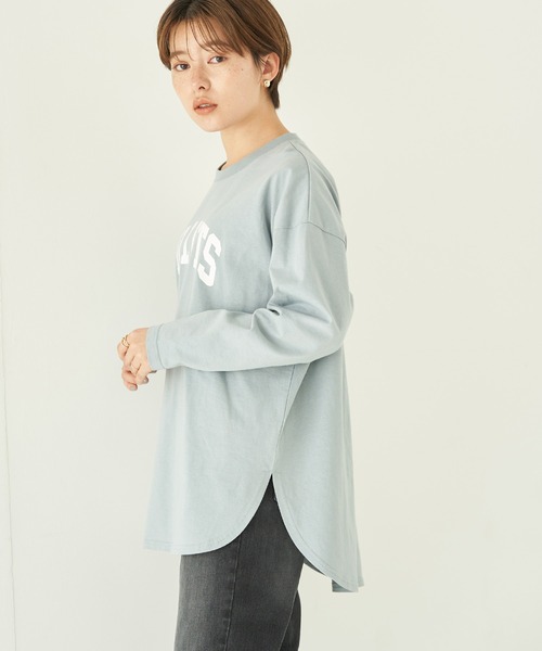 earth music&ecology（アースミュージックアンドエコロジー）の「WILLITS Tシャツ＊（Tシャツ/カットソー・レディース・チャコールグレー/オフホワイト/ブルー/ライトピンク・FREE）」の3枚目の写真