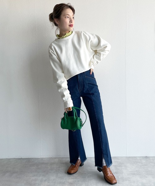 w closet（ダブルクローゼット）の「ランダムリブアウトメローハイネックプルオーバー（Tシャツ/カットソー・レディース・オフホワイト/イエロー系/サックスブルー/グリーン/ブラック/ライム/ケリー・FREE）」の15枚目の写真