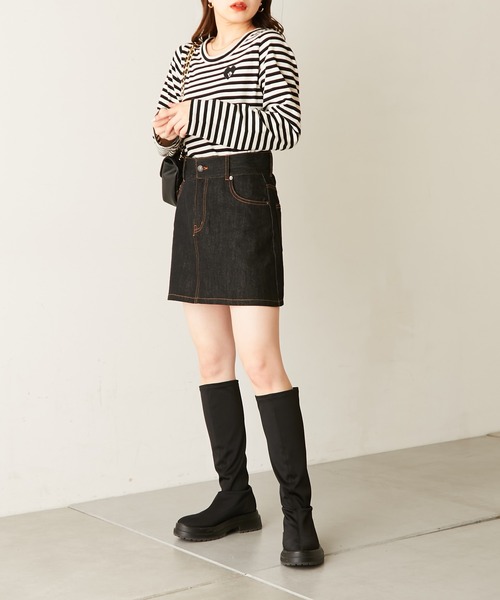 Chico（チコ）の「ワッペン付きボーダーチビロンT（Tシャツ/カットソー・レディース・ネイビー/ピンク/ホワイト系その他2/ブルー系その他2・FREE）」の19枚目の写真