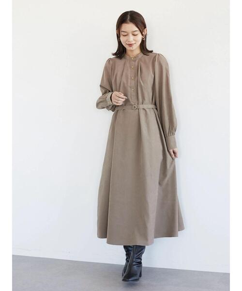 Green　Parks（グリーンパークス）の「・ELENCARE DUE バンドカラーワンピース＊（ワンピース・レディース・ピンク/ベージュ/グレイッシュベージュ/ブルー・FREE）」の5枚目の写真