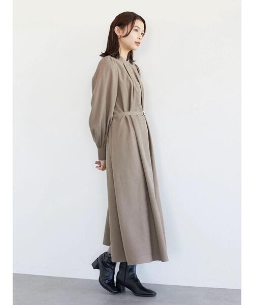 Green　Parks（グリーンパークス）の「・ELENCARE DUE バンドカラーワンピース＊（ワンピース・レディース・ピンク/ベージュ/グレイッシュベージュ/ブルー・FREE）」の7枚目の写真