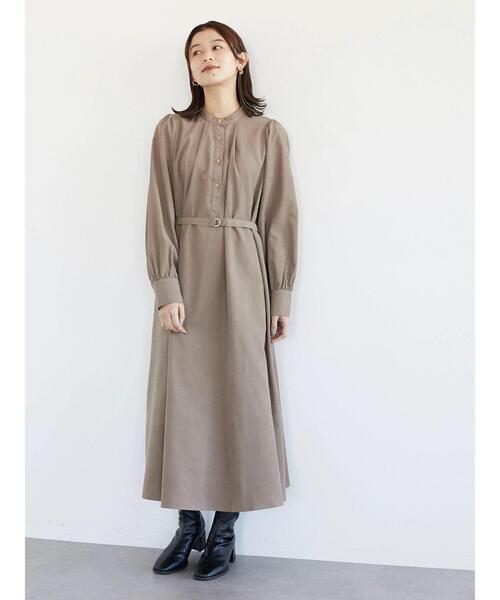 Green　Parks（グリーンパークス）の「・ELENCARE DUE バンドカラーワンピース＊（ワンピース・レディース・ピンク/ベージュ/グレイッシュベージュ/ブルー・FREE）」の8枚目の写真