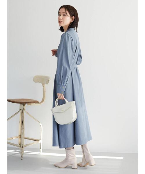 Green　Parks（グリーンパークス）の「・ELENCARE DUE バンドカラーワンピース＊（ワンピース・レディース・ピンク/ベージュ/グレイッシュベージュ/ブルー・FREE）」の16枚目の写真