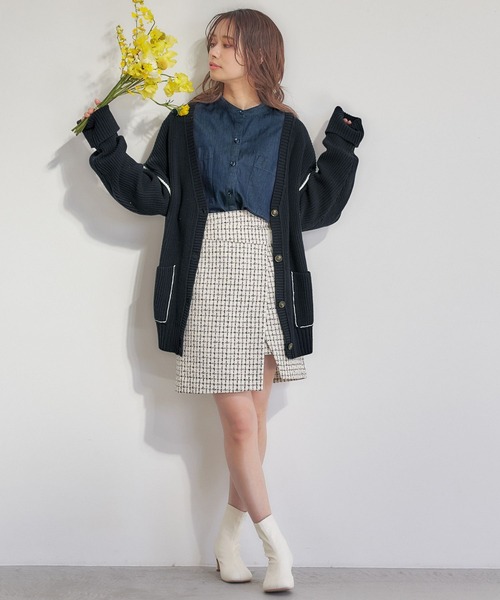 mysty woman(ミスティウーマン)の「ツイードラップショートパンツ 270772(その他パンツ・レディース・ブラック/アイボリー・FREE)」の3枚目の写真