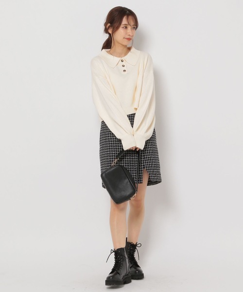 mysty woman(ミスティウーマン)の「ツイードラップショートパンツ 270772(その他パンツ・レディース・ブラック/アイボリー・FREE)」の6枚目の写真
