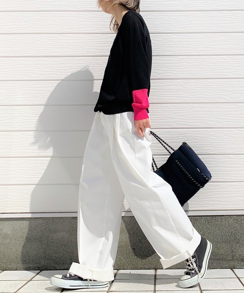 Q（キュー）の「バイカラー切替カーデ（カーディガン/ボレロ・レディース・ライトグレー/ブラック・MEDIUM）」の6枚目の写真