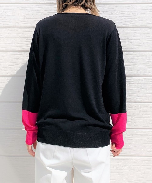 Q（キュー）の「バイカラー切替カーデ（カーディガン/ボレロ・レディース・ライトグレー/ブラック・MEDIUM）」の5枚目の写真