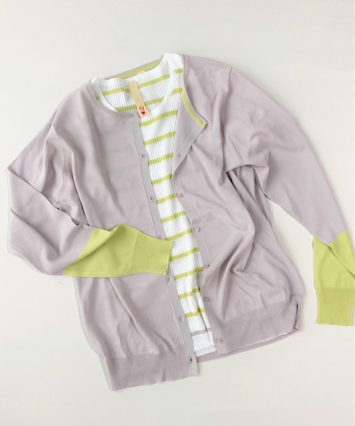 Q（キュー）の「バイカラー切替カーデ（カーディガン/ボレロ・レディース・ライトグレー/ブラック・MEDIUM）」の8枚目の写真