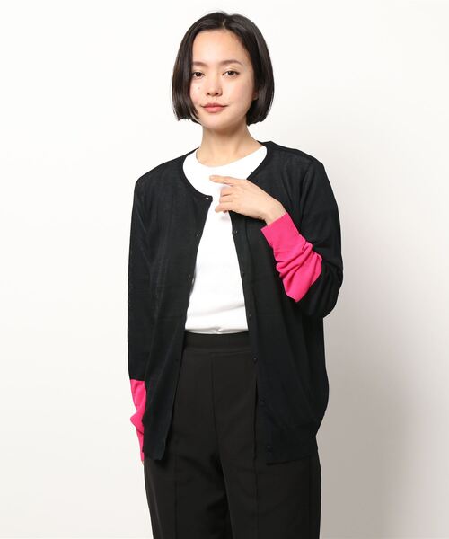 Q（キュー）の「バイカラー切替カーデ（カーディガン/ボレロ・レディース・ライトグレー/ブラック・MEDIUM）」の10枚目の写真