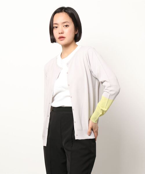 Q（キュー）の「バイカラー切替カーデ（カーディガン/ボレロ・レディース・ライトグレー/ブラック・MEDIUM）」の11枚目の写真