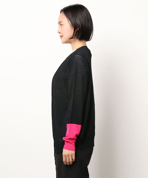 Q（キュー）の「バイカラー切替カーデ（カーディガン/ボレロ・レディース・ライトグレー/ブラック・MEDIUM）」の12枚目の写真